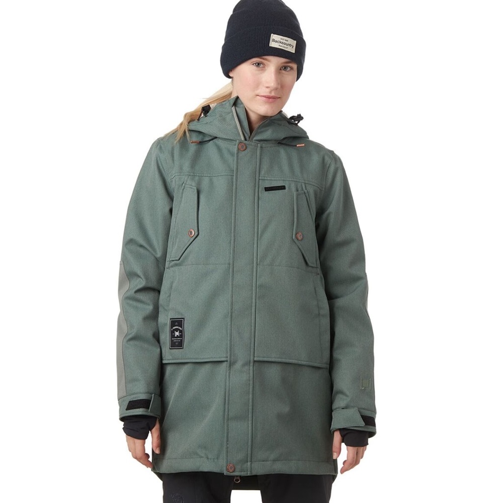 Women's Sage Green Hooded Ski Parka